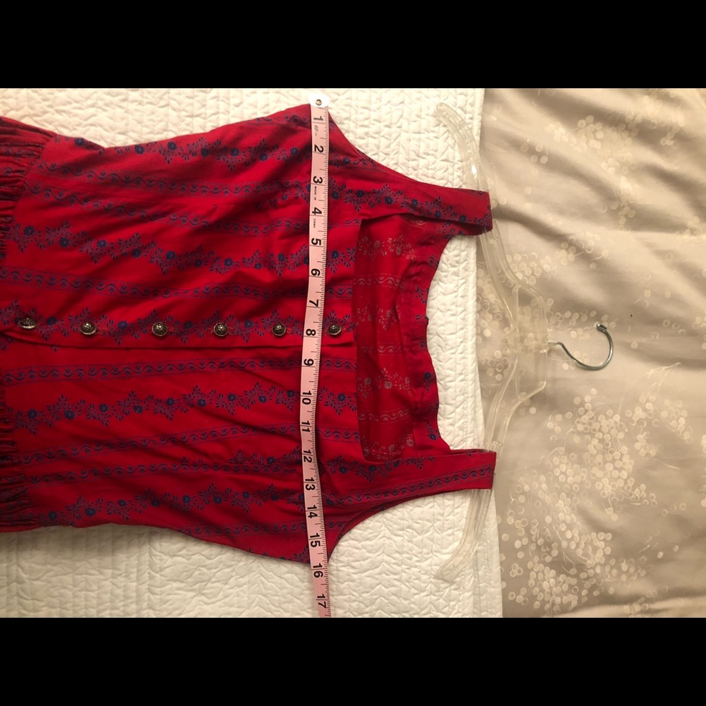 Vintage red dirndle Swiss Austrian dress prairie S - Picture 3 of 8